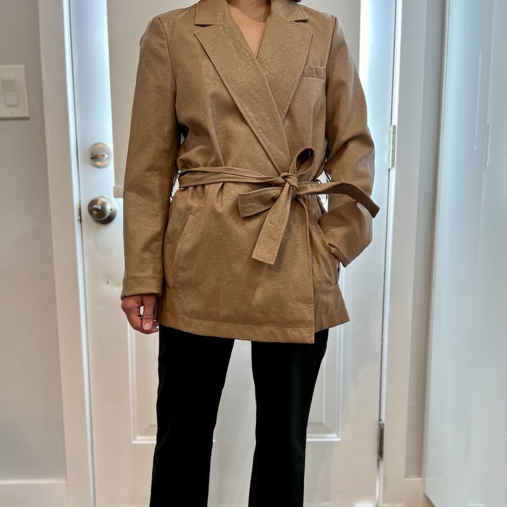 Zara faux leather short trench